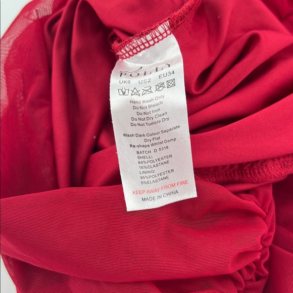 Princess Polly St. Germaine Red Bodycon Dress beaded sheer sleeve - Picture 7 of 8